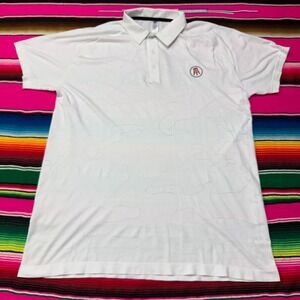 UNRL Barstool Polo Shirt Men's XL White‎ Golf Performance Stretch Logo Jacquard